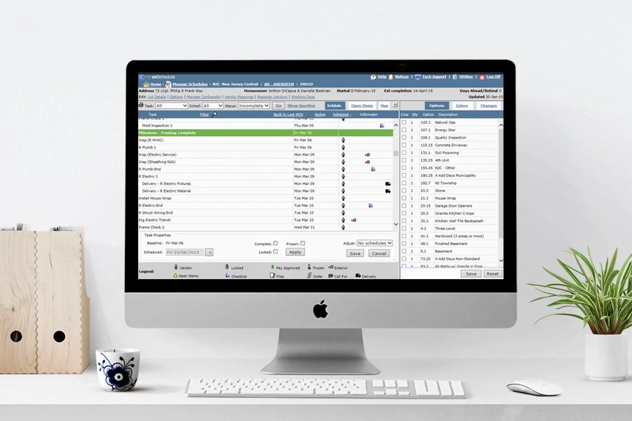 Construction scheduling software for D.R. Horton, desktop view.