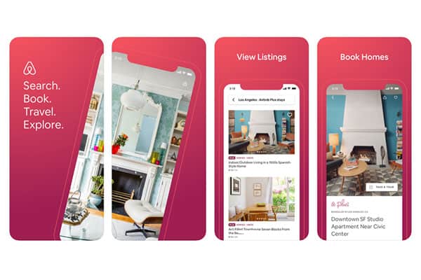Airbnb app screens