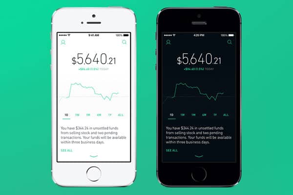 Robinhood Investment app screens