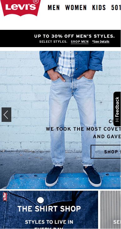 Levi's Mobile Webiste 2015